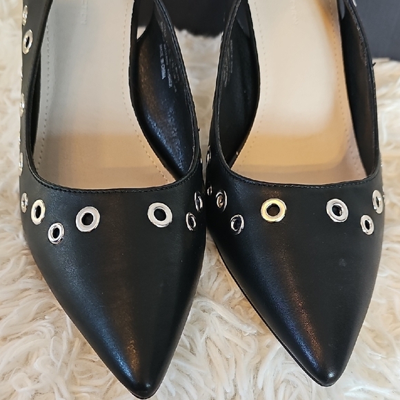 French Connection Black Eyelet Slingback Heels - Picture 4 of 12